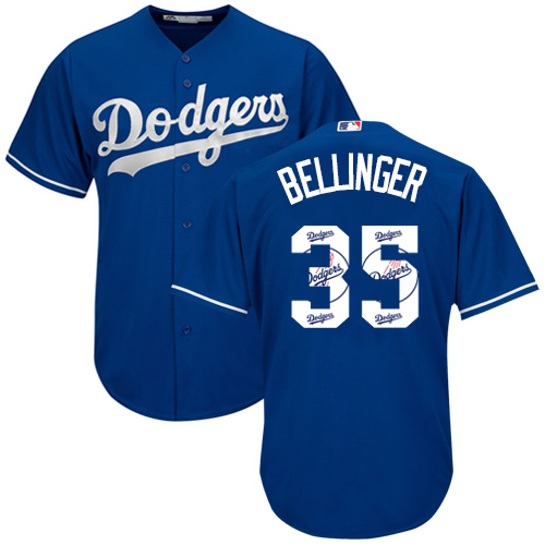 Dodgers #35 Cody Bellinger Blue Team Logo Fashion Stitched MLB Jersey - Click Image to Close